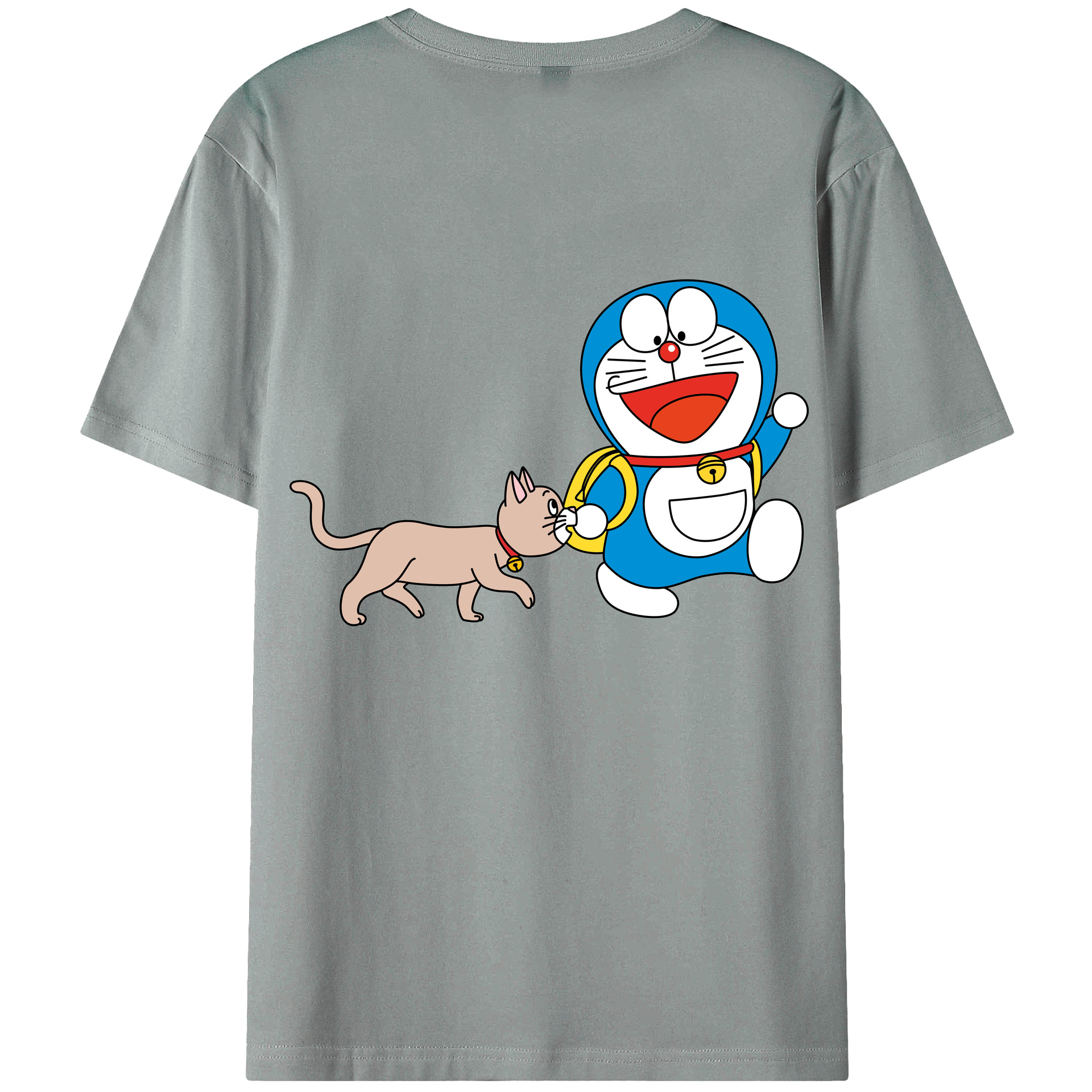 （画像用） ドラえもん Doraemon 綿100％ メンズ半袖Tシャツ（バックプリント） 通気性